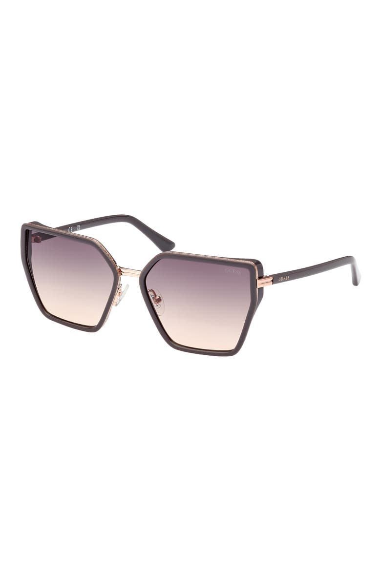 59mm Gradient Geometric Sunglasses, Alternate, color, GREY/ GRADIENT SMOKE