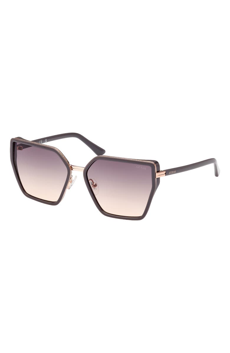 GUESS 59mm Gradient Geometric Sunglasses, Alternate, color, 