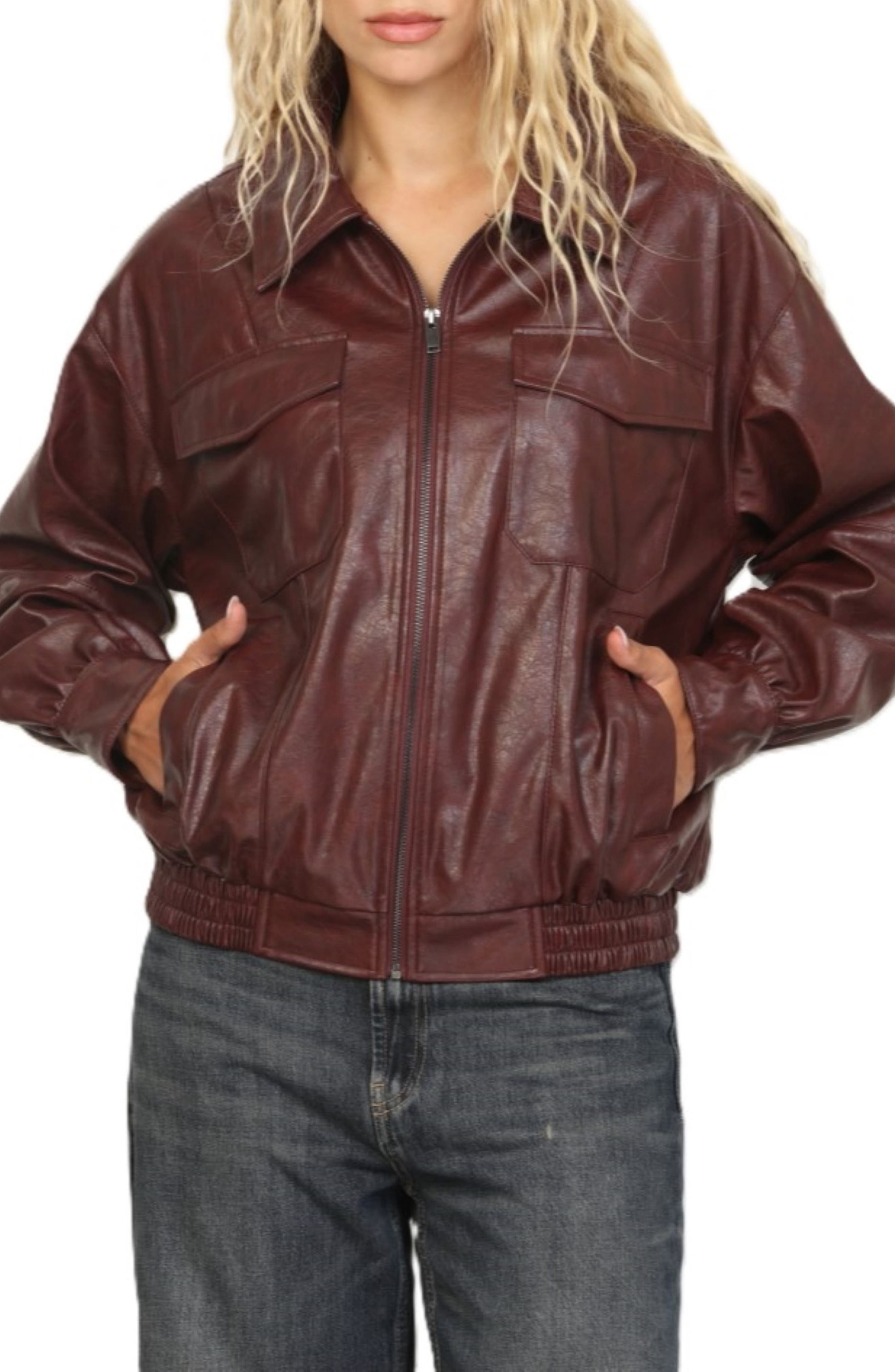 Oversized Faux Leather Jacket