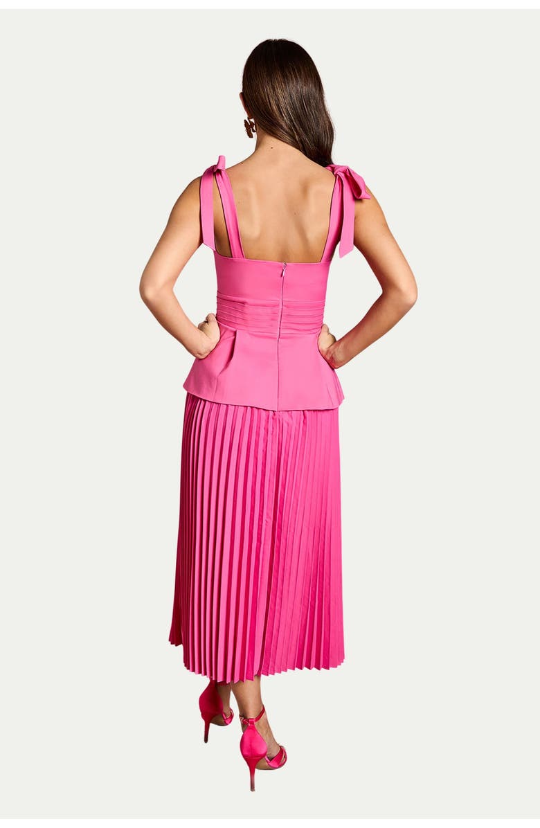 Coast Bow Shoulder Peplum Midi Dress, Alternate, color, Pink