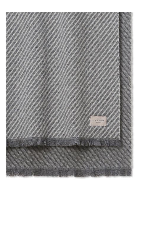 Rag & Bone Joni Stripe Wool Scarf In Gray