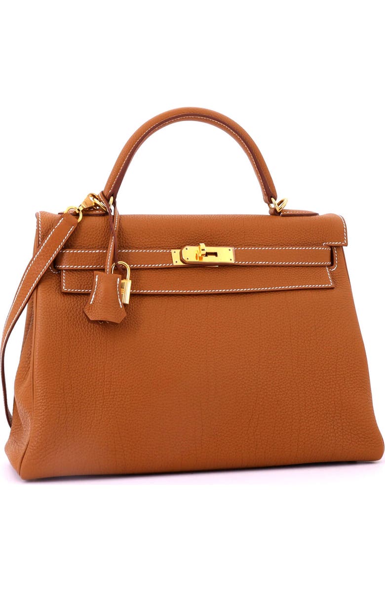 Pre-Owned Hermes Kelly Handbag Brown Togo with Gold Hardware 32, Alternate, color, Gold