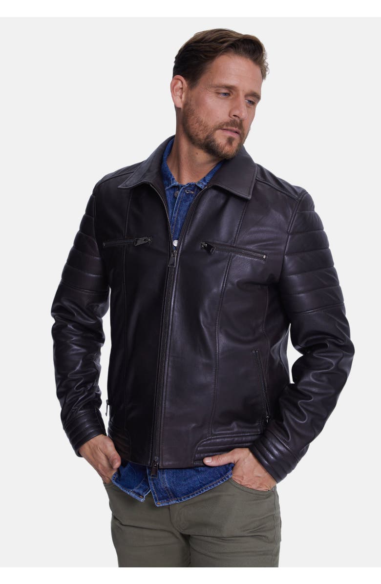 Furniq UK Sebastian Leather Jacket, Alternate, color, Brown