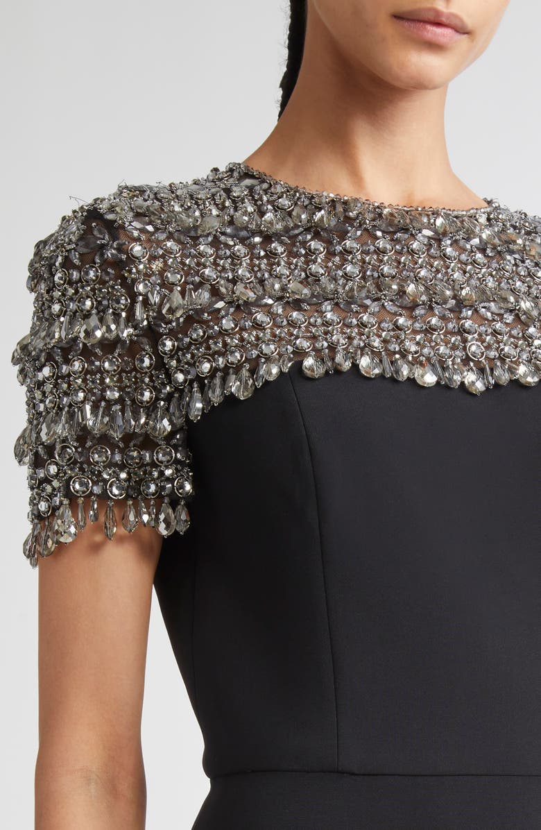 Carolina Herrera Crystal Embellished Cocktail Dress, Alternate, color, Black Multi