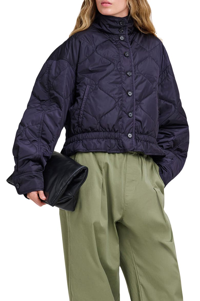 Claudia Quilted Bomber Jacket, Alternate, color, MARITIME NAVY
