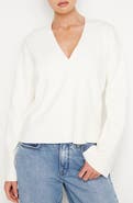 Good American V-Neck Boxy Cotton Blend Sweater