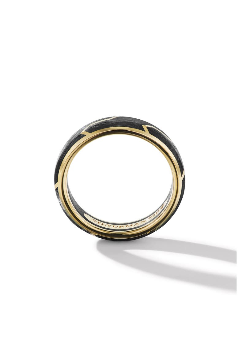 Forged Carbon Band Ring in 18K Gold, 6mm, Alternate, color, FORGED CARBON
