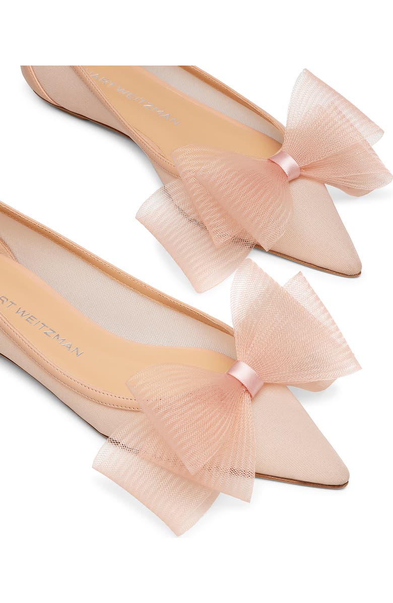 Stuart Weitzman Blushing Bow Pointed Toe Flat, Alternate, color, Ginger
