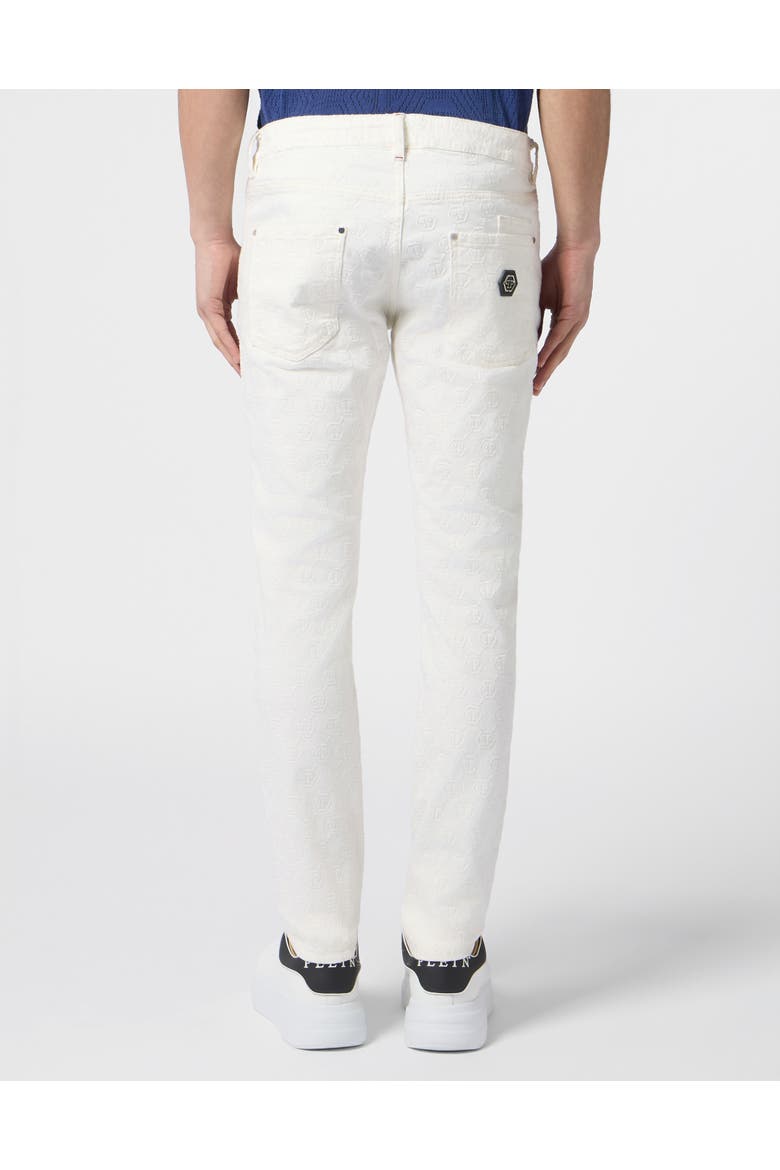 Super Straight Cut Jeans Embroidery Monogram Men, Alternate, color, snowcaviar