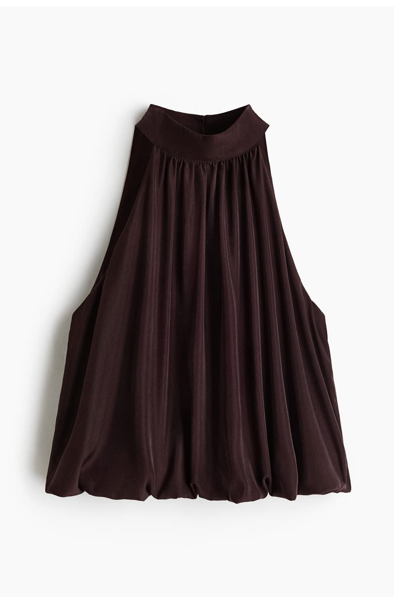 H&M Bubble-hem Top, Alternate, color, Dark Brown