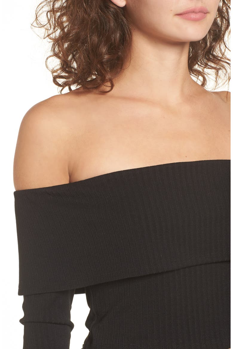 Costa Off the Shoulder Crop Top, Alternate, color, BLACK