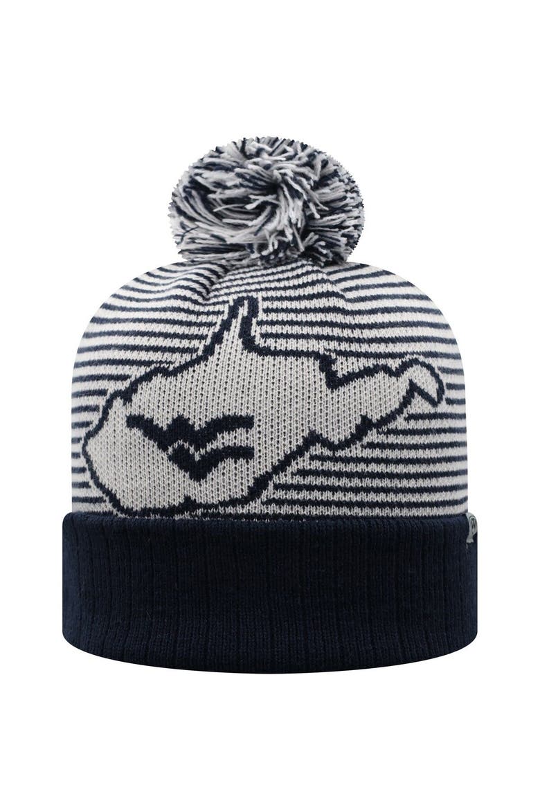 Men's Top of the World Navy West Virginia Mountaineers Line Up Cuffed Knit Hat with Pom, Alternate, color, Navy