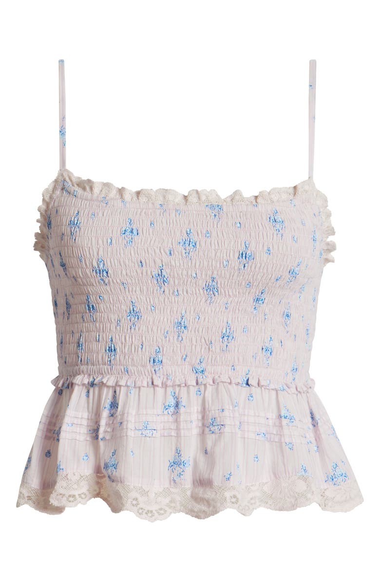 LoveShackFancy Marzenia Peplum Top, Alternate, color, Lilac Tide