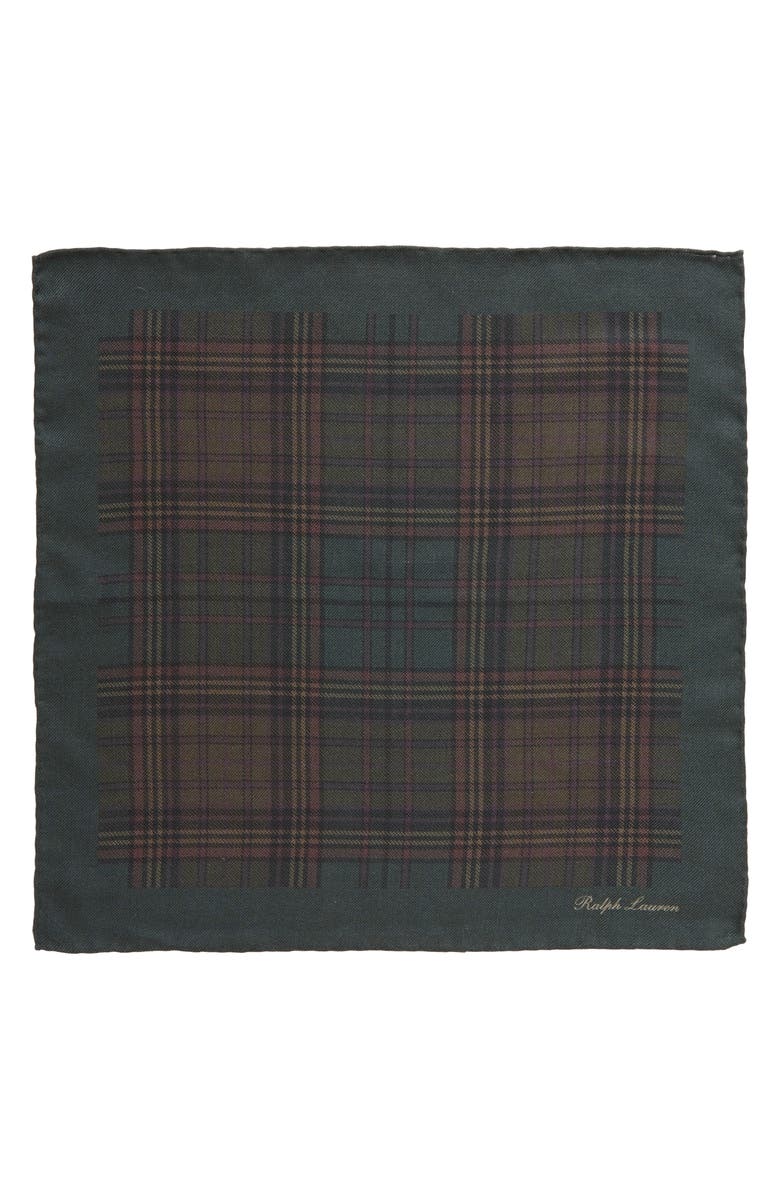 Ralph Lauren Purple Label Plaid Cashmere & Silk Pocket Square, Alternate, color, 