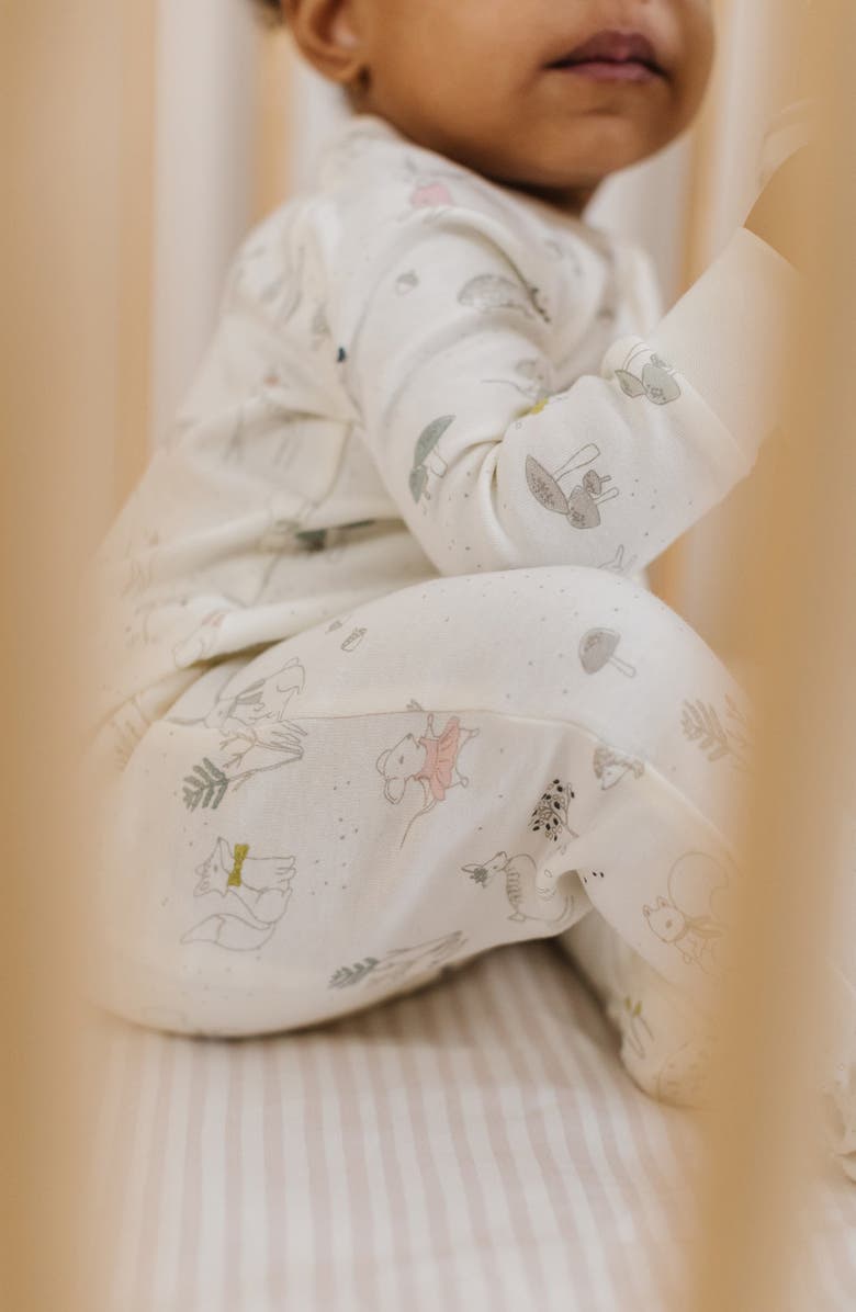 Pehr Magical Forest Zip Fitted Organic Cotton One-Piece Pajamas, Alternate, color, Magical Forest