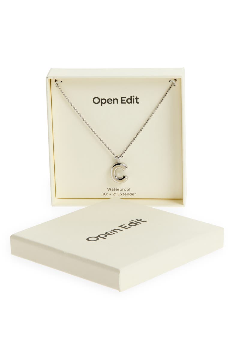 Open Edit Waterproof Bubble Initial Pendant Necklace, Main, color, C- Silver