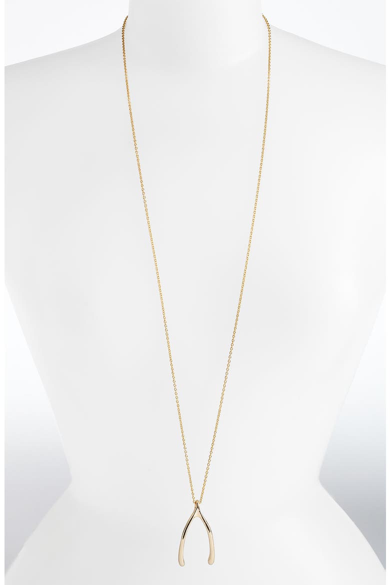 Wishbone Necklace, Main, color, GOLD