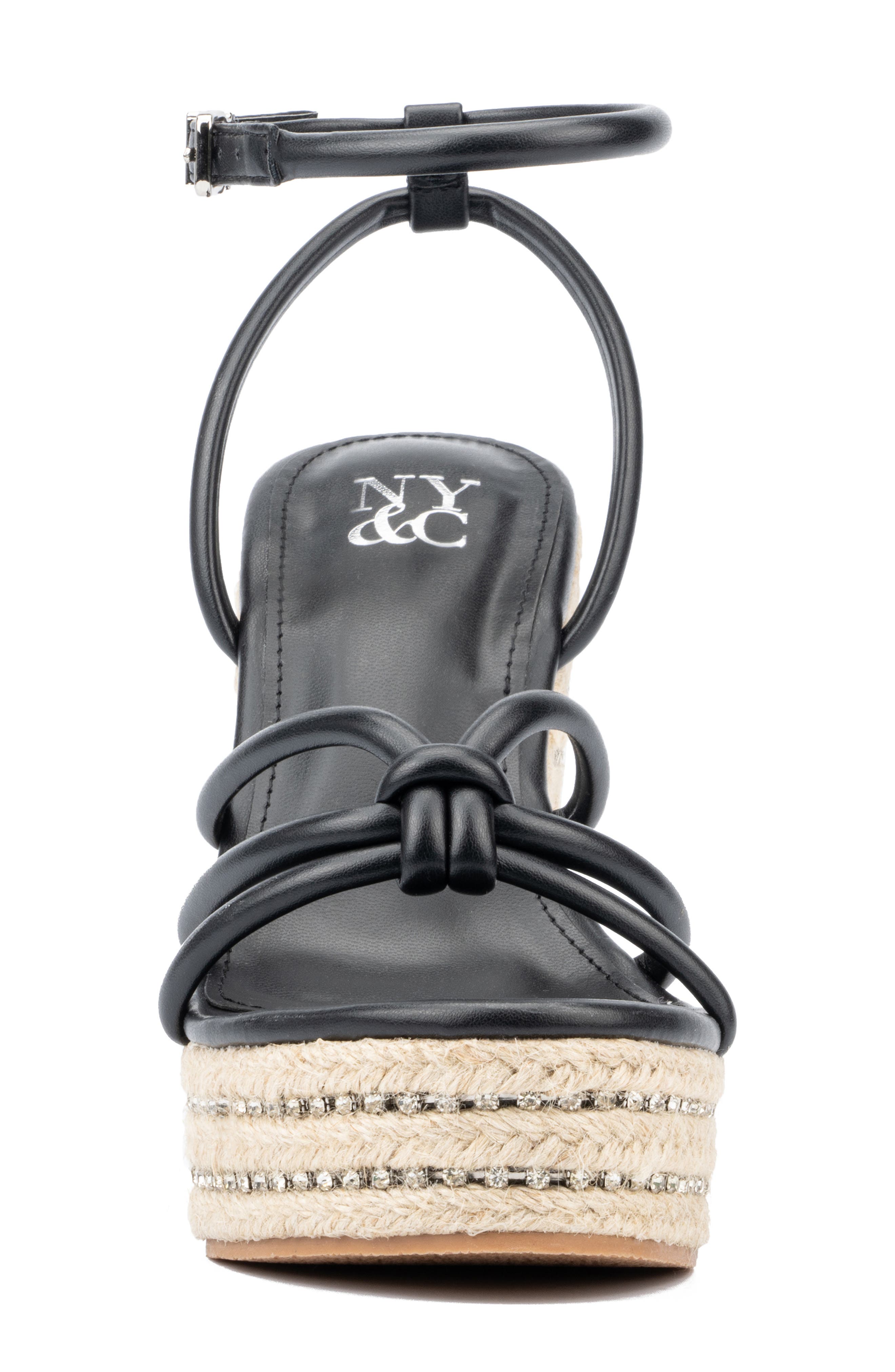NEW YORK AND COMPANY Electra Platform Wedge Espadrille Sandal, Alternate, color, Black