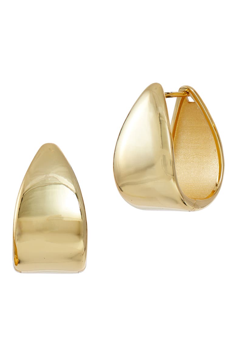Sterling Silver Bold Huggie Hoop Earrings, Main, color, YELLOW