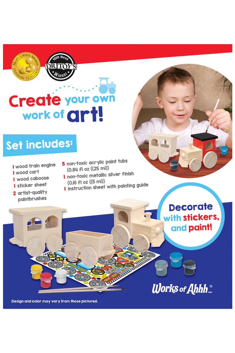 Toy Train Wood Craft & Paint Kit, Alternate, color, Multicolor