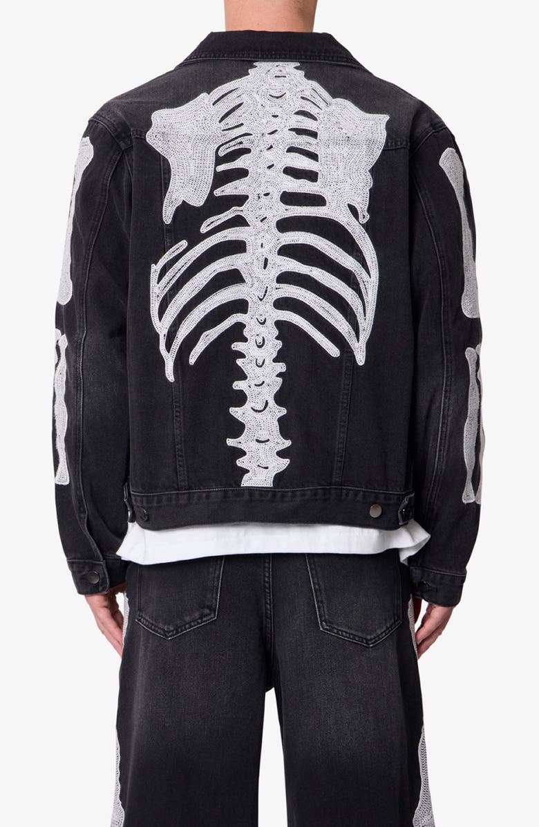 mnml Skeleton Denim Trucker Jacket, Alternate, color, 