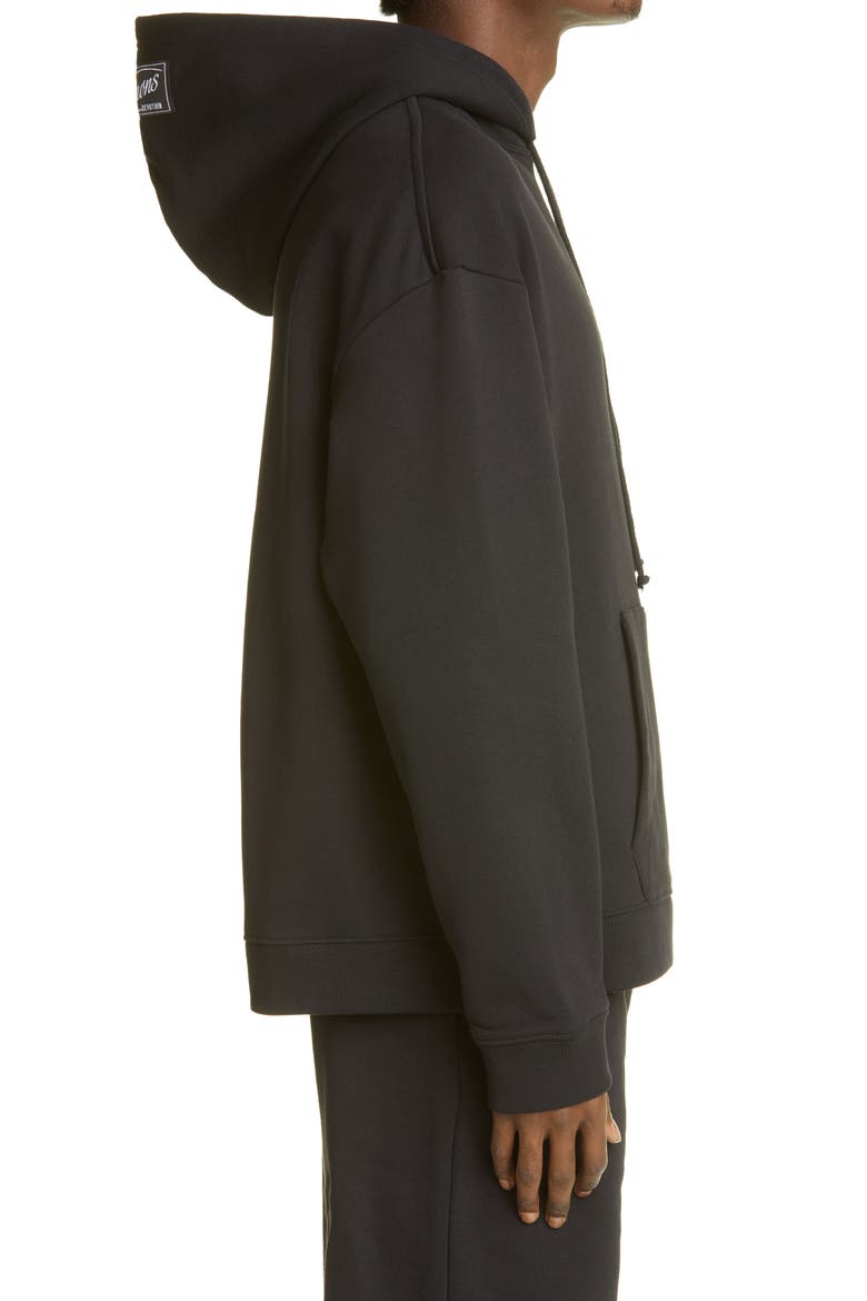Gothic Print Cotton Hoodie, Alternate, color, BLACK