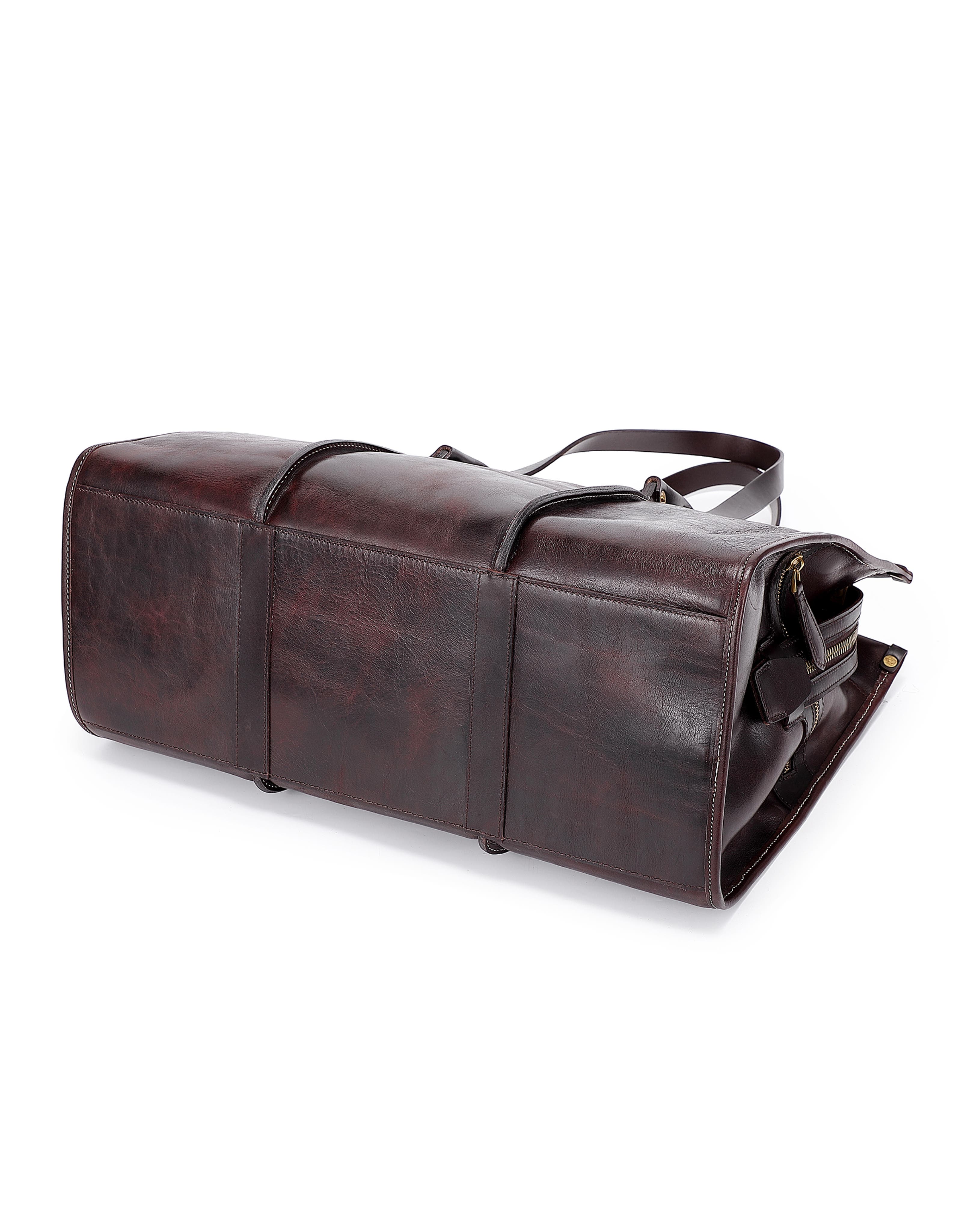 Fern Genuine Leather Spacious Heritage Weekender, Alternate, color, Brown