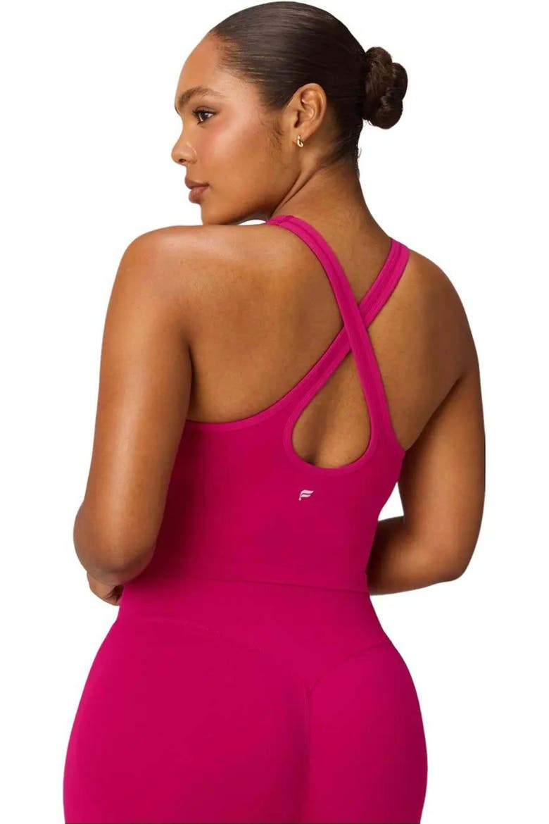 Seamless Cropped Built-In Bra Tank, Alternate, color, Lush Berry