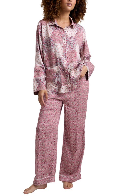 Lily And Lionel London Evie Long Sleeve Print Pajama Set In Pink
