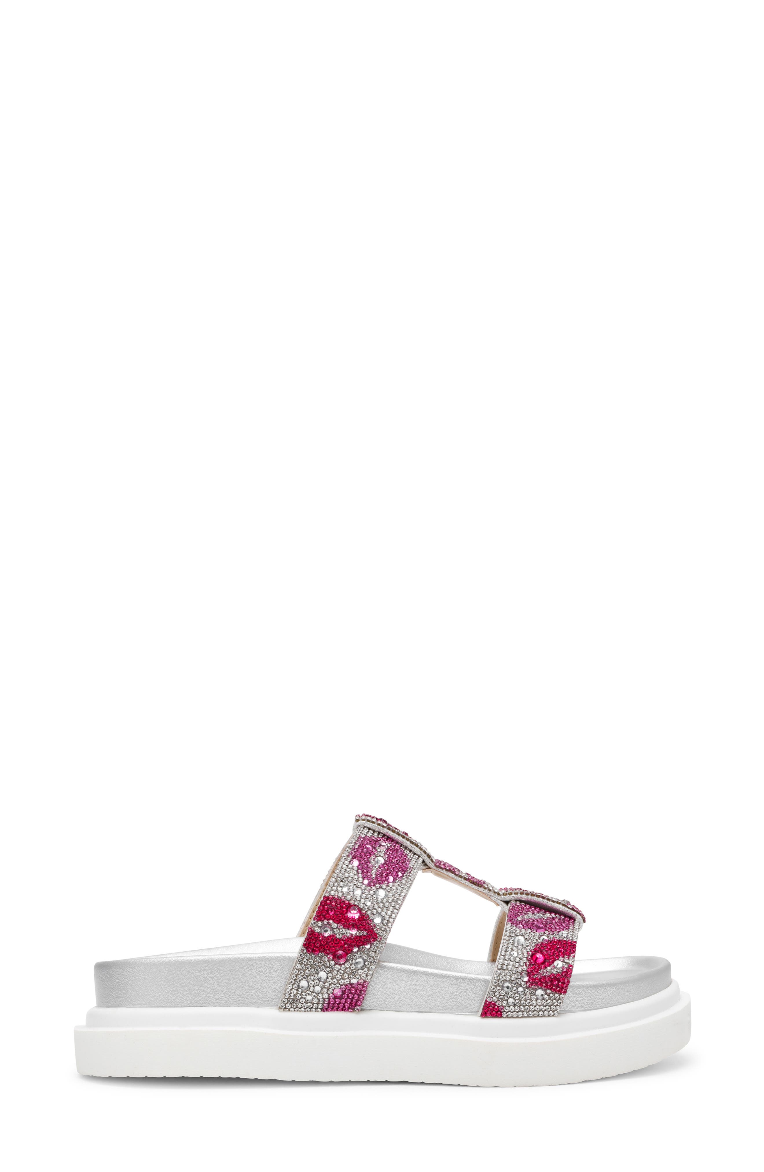 Betsey Johnson Billy Metallic Flatform Slide Sandal, Alternate, color, Multi Lips