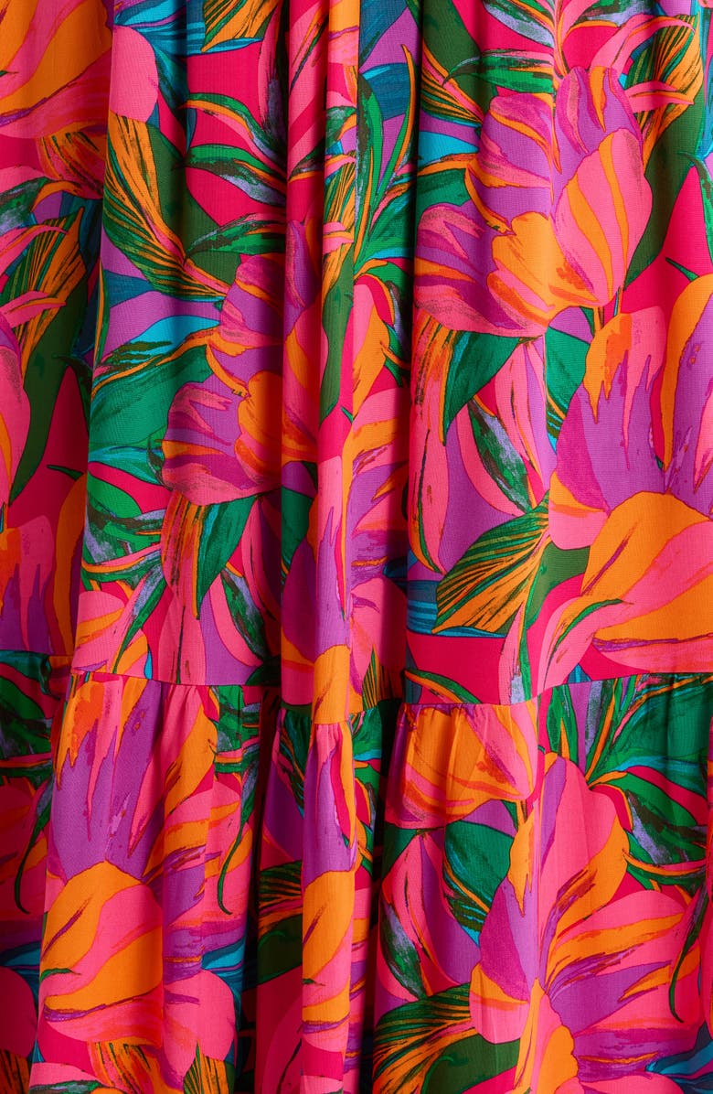 SUGARLIPS Beal Tropical Smocked Maxi Dress, Alternate, color, Green-Orange-Multi