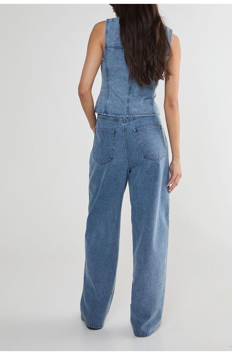 NASTY GAL Zip Seam Detail Straight Leg Denim Jeans, Alternate, color, Authentic Midwash