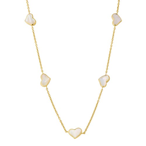 Jan Leslie Five Station Heart 30" Necklace Set In Sterling Silver With 18k Gold Overlay In White