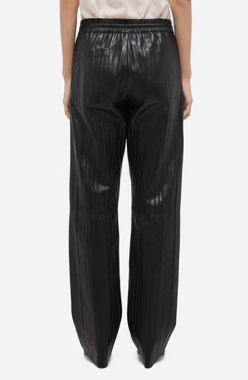 Helmut Lang Pull-on Pleated Leather Car Trousers In Black