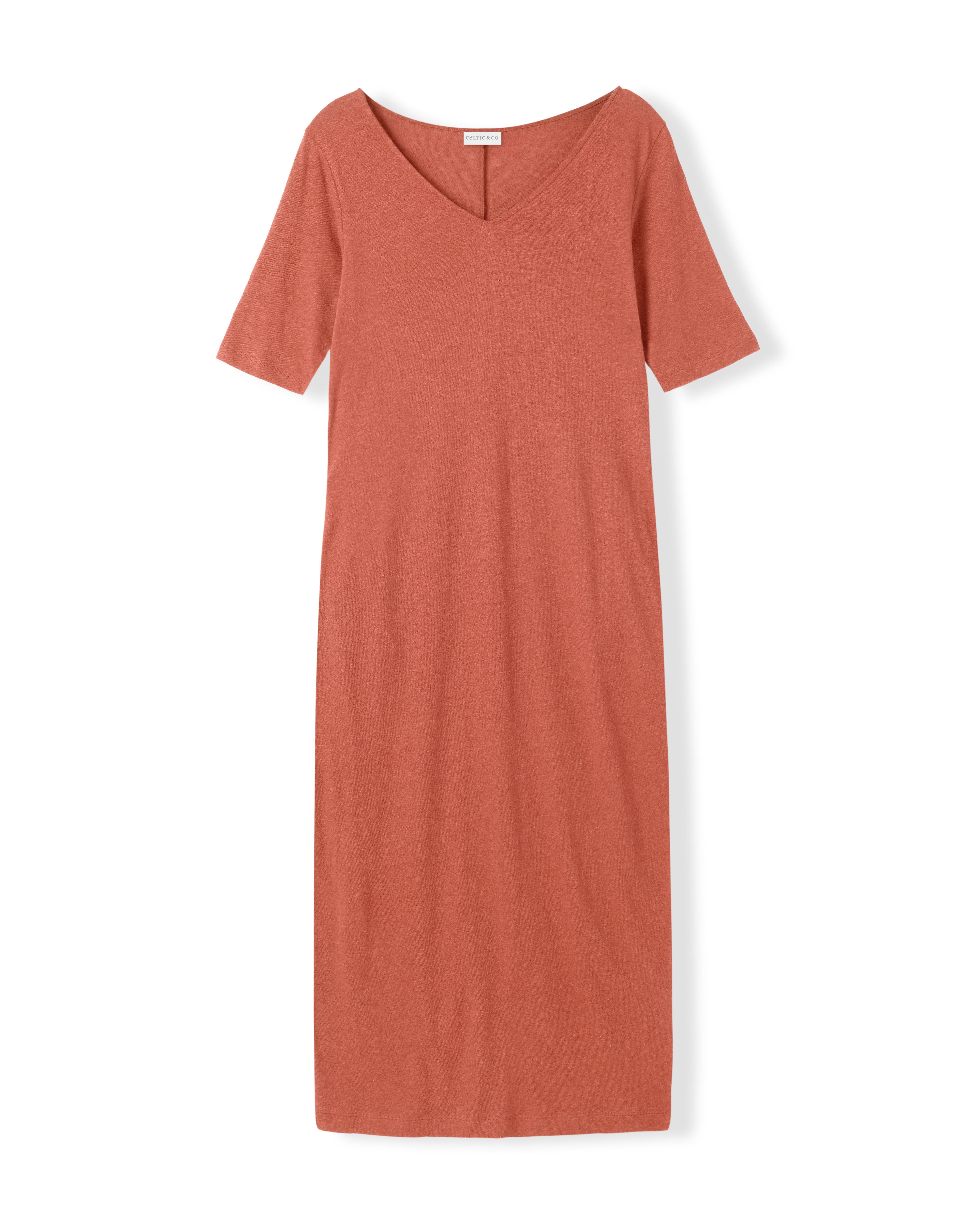 Linen Blend V-Neck Midi Dress - image 4