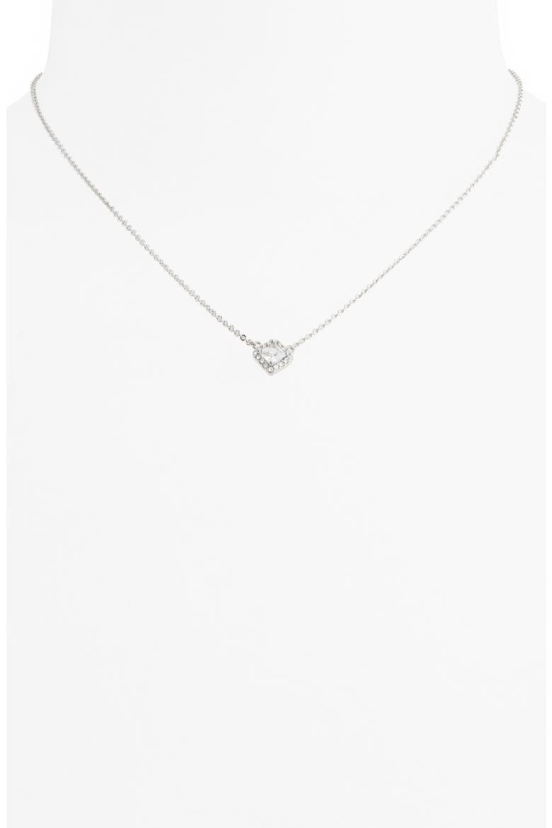 Halo Cubic Zirconia Square Pendant Necklace, Alternate, color, CLEAR- SILVER