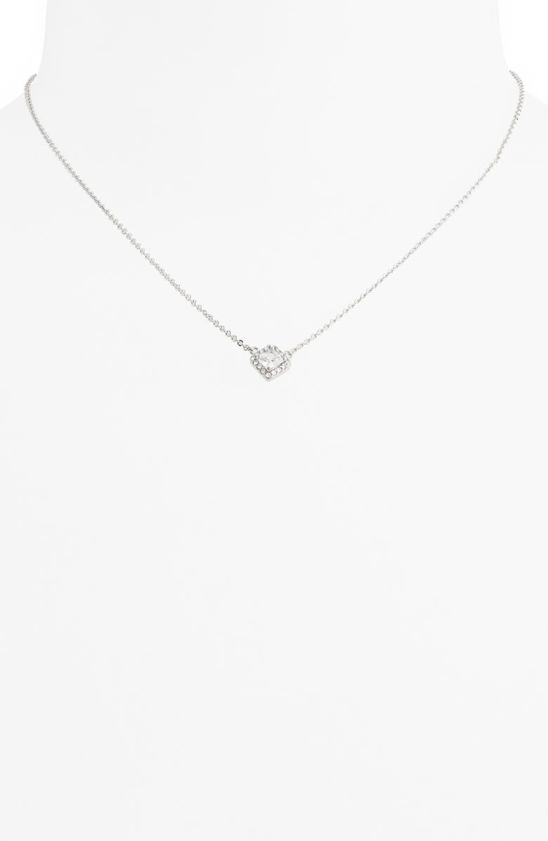 Nordstrom Halo Cubic Zirconia Square Pendant Necklace, Alternate, color, 