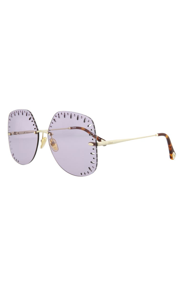 Chloé 63mm Oversize Geometric Sunglasses, Alternate, color, Gold Violet