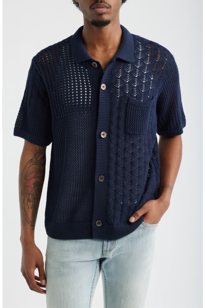Preston Short Sleeve Cardigan, Alternate, color, NAVY
