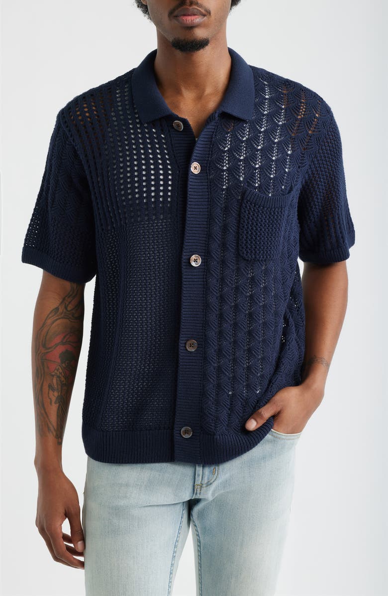 Obey Preston Short Sleeve Cardigan, Alternate, color, Navy