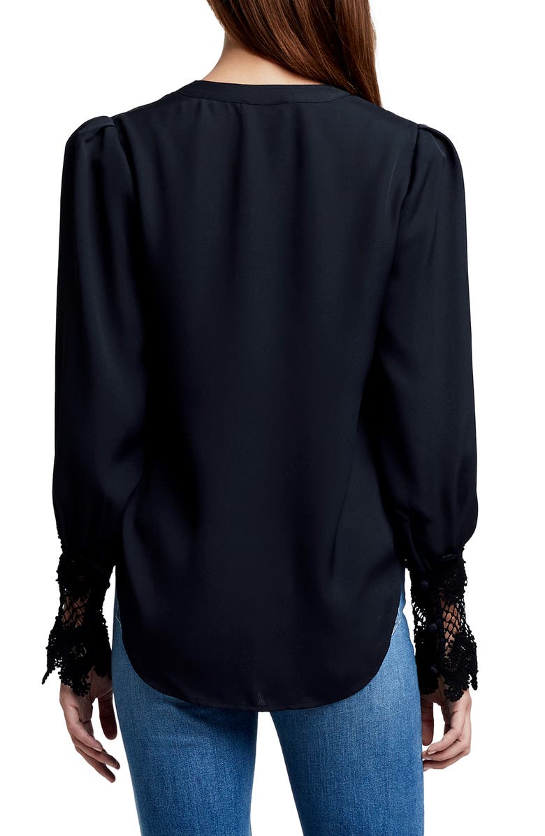 L'AGENCE Ava Lace Cuff Button-Up Blouse, Alternate, color, 