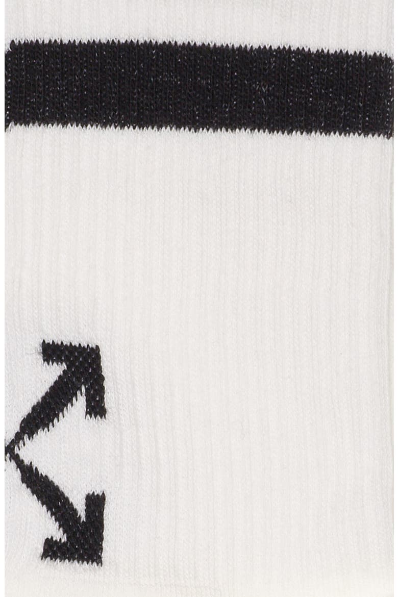 Stripe Arrow Logo Crew Socks, Alternate, color, WHITE BLACK