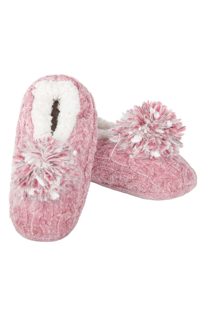 MeMoi Cable Chenille Slipper Socks, Alternate, color, Pink