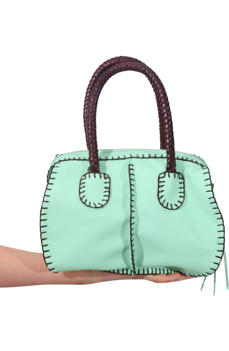 Carlos Falchi Mini Barrel Top Grain Leather Bag, Alternate, color, Lime