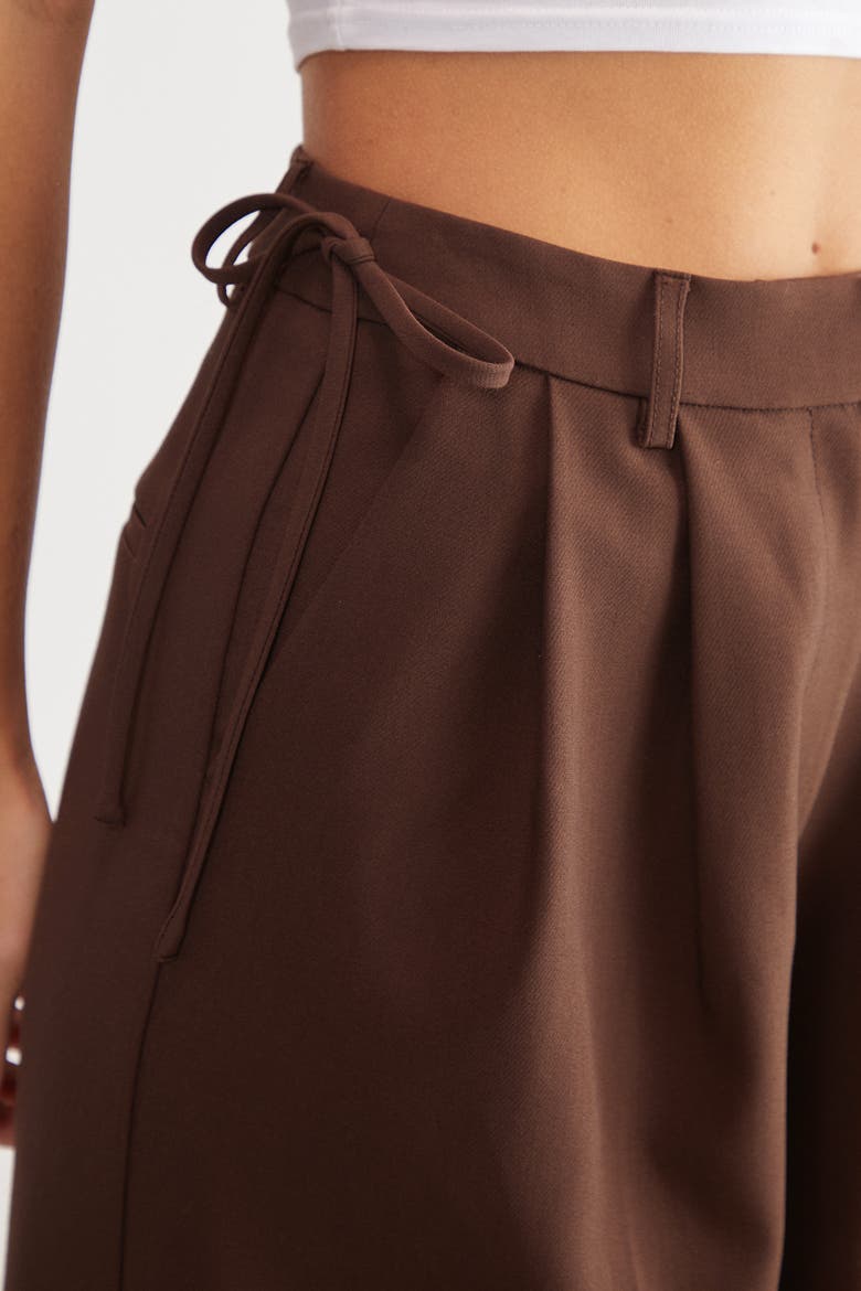 Premium Tailored Tie Detail Pants, Alternate, color, Choc Brown