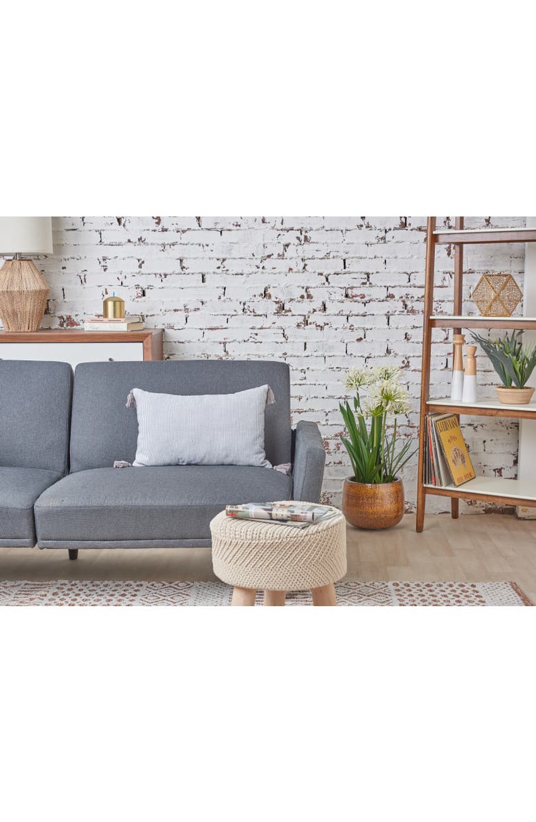 carol & frank Bree Vertical Stripe Tasseled Cotton Accent Pillow, Alternate, color, Gray