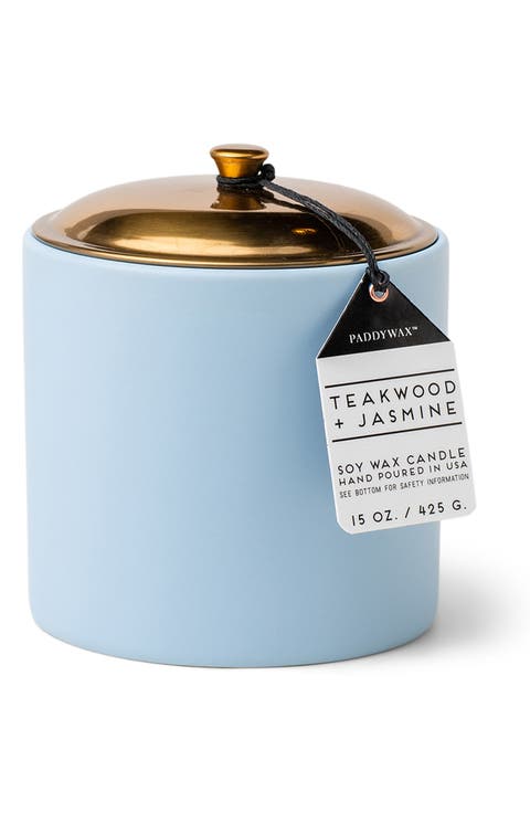 Teakwood & Jasmine Soy Wax Candle - 15 oz.