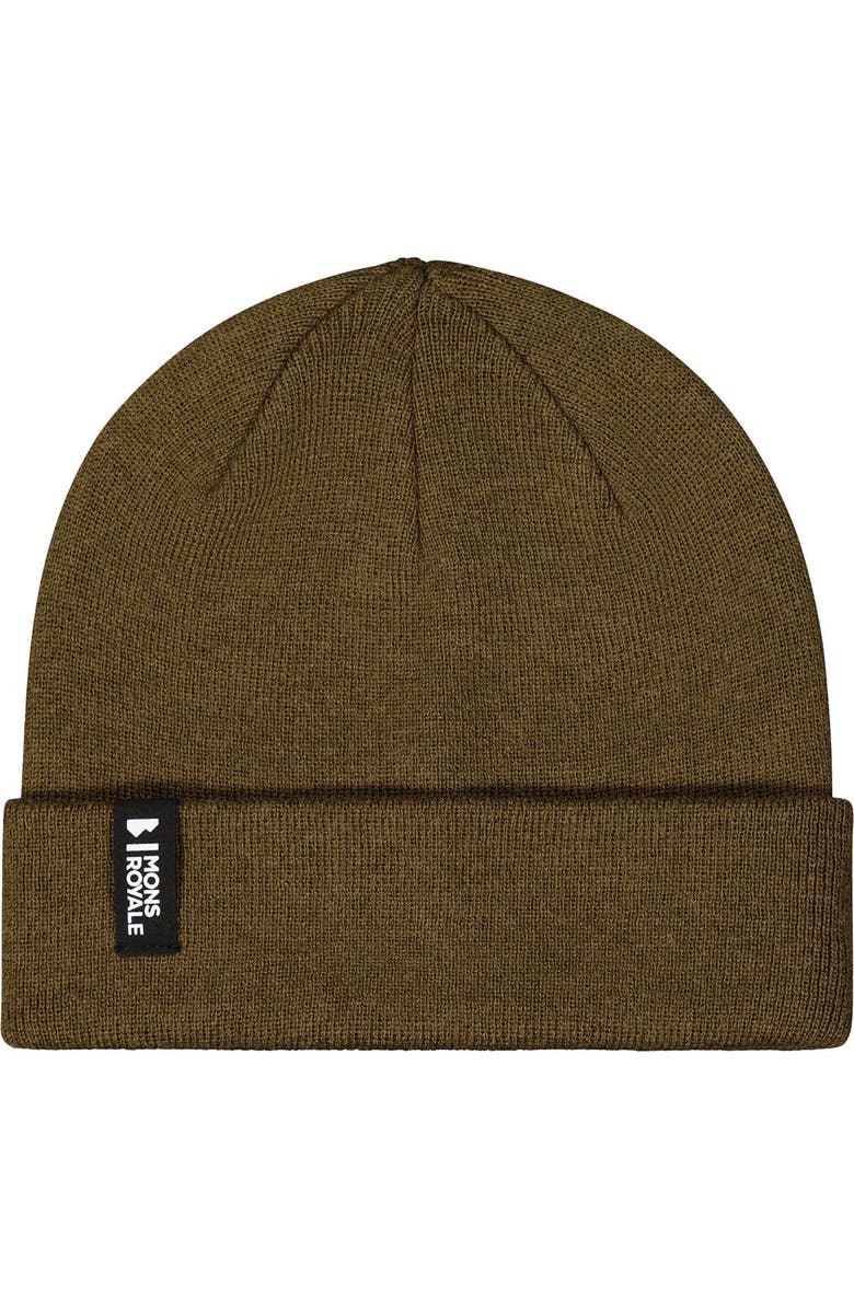 Mons Royale Mccloud Merino Beanie, Main, color, Dark Olive