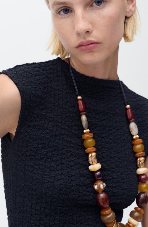 Mango Textured Cotton Blend Top In Black