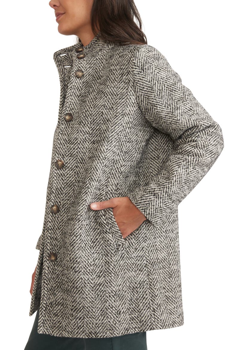 Stephanie Herringbone Cocoon Coat, Alternate, color, BLACK AND WHITE HERRINGBONE